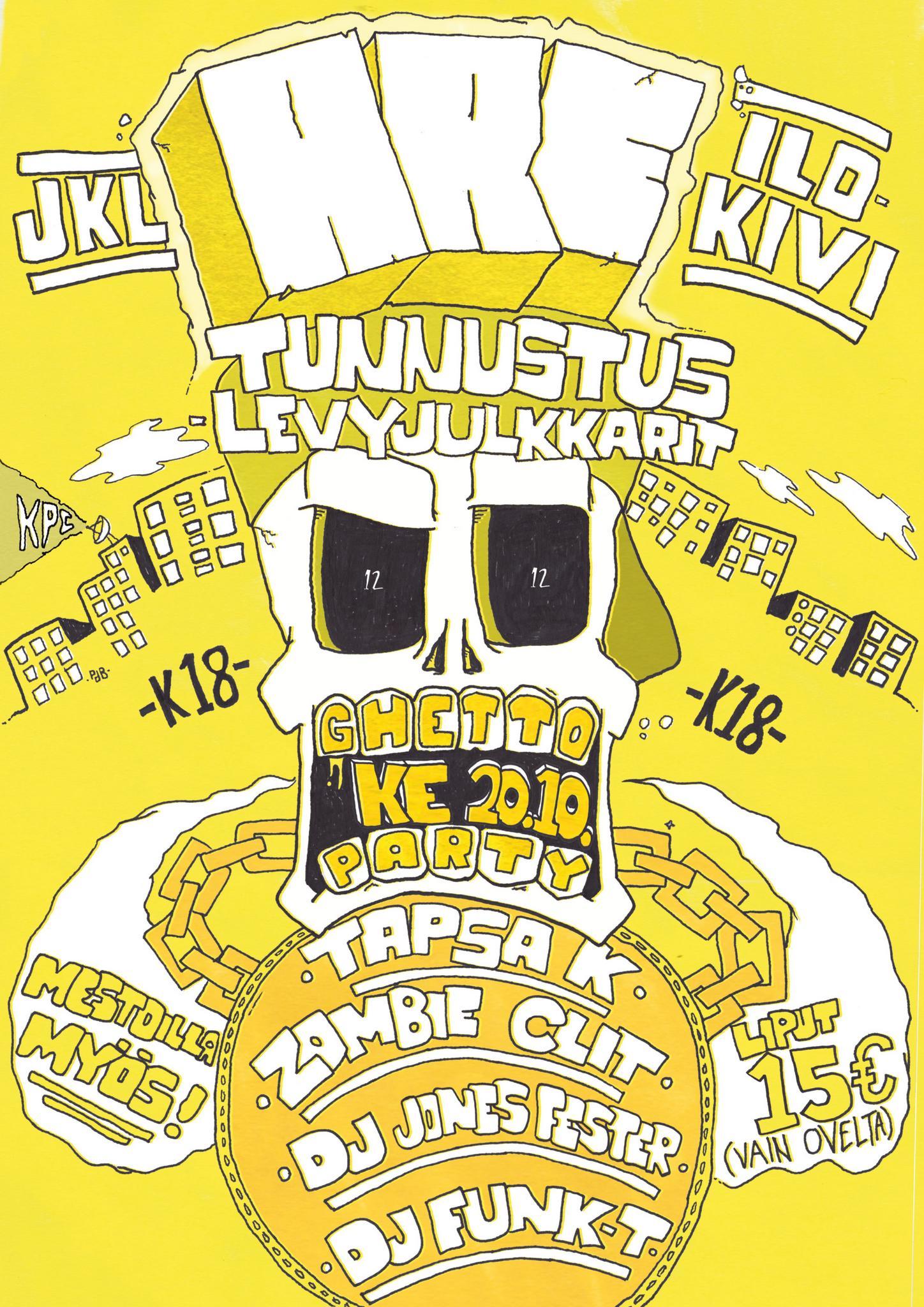 Ghetto Party 12v – Are ”Tunnustus” Levyjulkkarit + Tapani Kansalainen +  Zombie Clit – Klangi