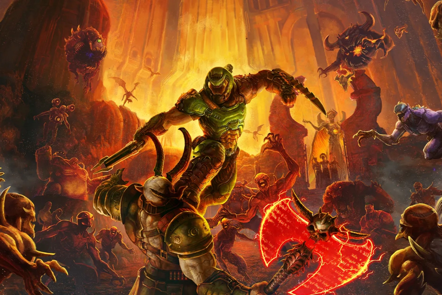 Doom Eternal -kuvakaappaus. Doom-sävelmä tekee historiaa!